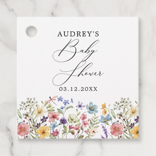 Moderne Kleurrijke Wildbloemen Bloemen Bloemen Boe Bedankjes Labels (Voorkant)