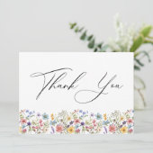 Moderne Kleurrijke Wildbloemen Bloemen Bloemen Boe Bedankkaart (Staand voorkant)