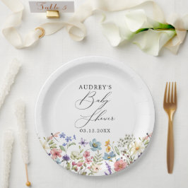 Moderne Kleurrijke Wildbloemen Bloemen Bloemen Boe Papieren Bordje