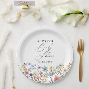 Moderne Kleurrijke Wildbloemen Bloemen Bloemen Boe Papieren Bordje