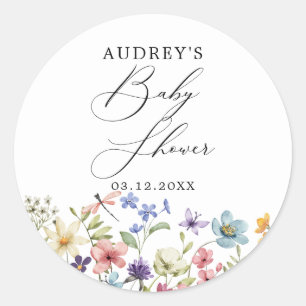 Moderne Kleurrijke Wildbloemen Bloemen Bloemen Boe Ronde Sticker