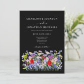 Moderne Kleurrijke Wildbloemen op Zwart Kaart (Staand voorkant)