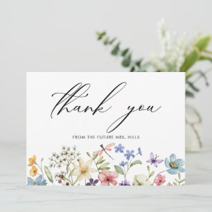 Moderne Kleurrijke Wilde Bloemen Bruiloft Feest Bedankkaart