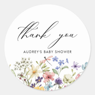 Moderne Kleurrijke Wilde Bloemen Bruiloft Feest Ronde Sticker