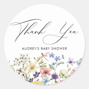 Moderne Kleurrijke Wilde Bloemen Bruiloft Feest Ronde Sticker