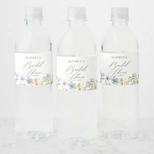 Moderne Kleurrijke Wilde Bloemen Bruiloft Feest Waterfles Etiket