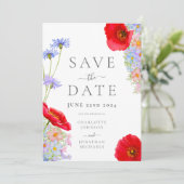 Moderne Kleurrijke Wilde Bloemen Bruiloft Save The Date (Staand voorkant)