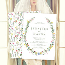 Moderne kleurrijke wilde bloemen trouwkaart