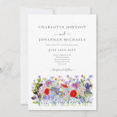Moderne Kleurrijke Wildflower bruiloft Kaart (Voorkant)