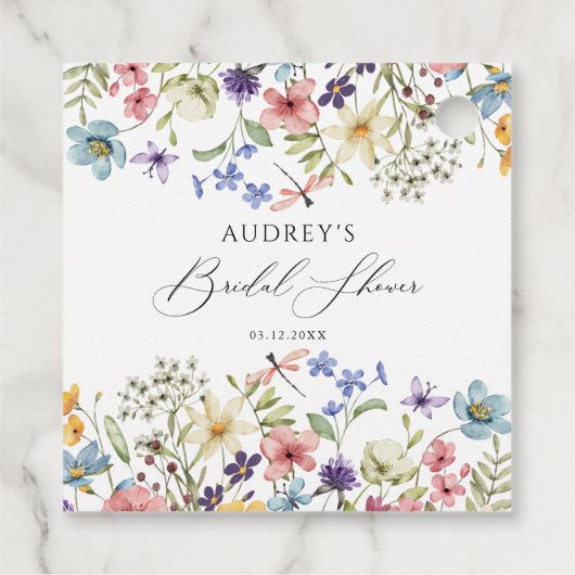 Moderne kleurrijke Wildflower Floral Vrijgezellenf Bedankjes Labels (Achterkant)