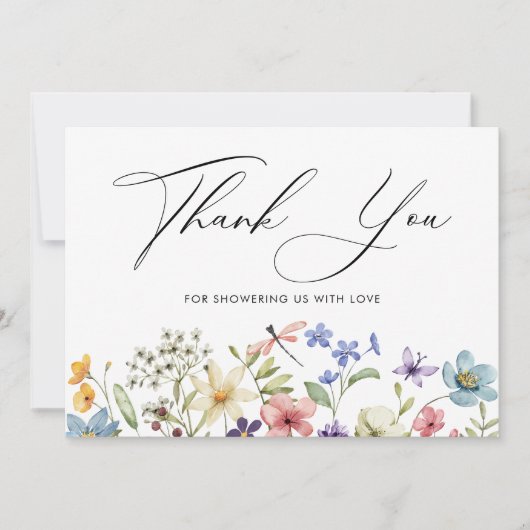 Moderne kleurrijke Wildflower Floral Vrijgezellenf Bedankkaart (Voorkant)