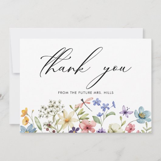 Moderne kleurrijke Wildflower Floral Vrijgezellenf Bedankkaart (Voorkant)