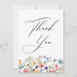 Moderne kleurrijke Wildflower Floral Vrijgezellenf Bedankkaart
