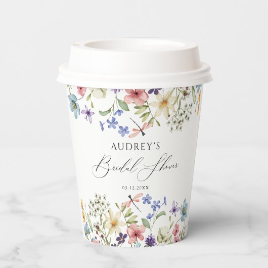 Moderne kleurrijke Wildflower Floral Vrijgezellenf Papieren Bekers (Achterkant)