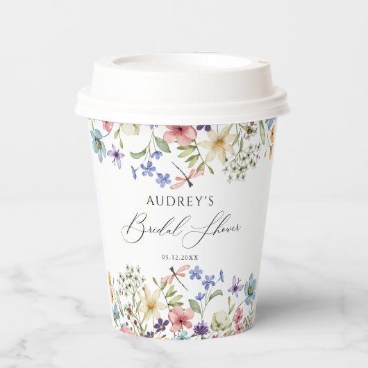 Moderne kleurrijke Wildflower Floral Vrijgezellenf Papieren Bekers (Voorkant)