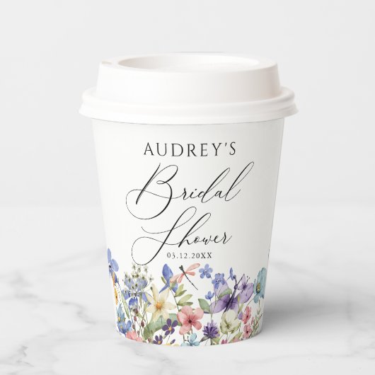 Moderne kleurrijke Wildflower Floral Vrijgezellenf Papieren Bekers (Achterkant)