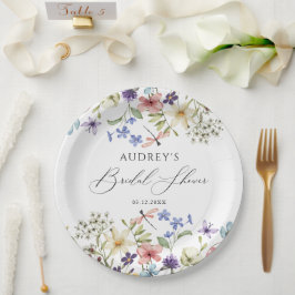 Moderne kleurrijke Wildflower Floral Vrijgezellenf Papieren Bordje