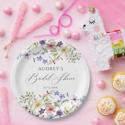 Moderne kleurrijke Wildflower Floral Vrijgezellenf Papieren Bordje (Feest)