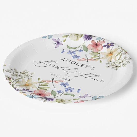 Moderne kleurrijke Wildflower Floral Vrijgezellenf Papieren Bordje (Gekanteld)