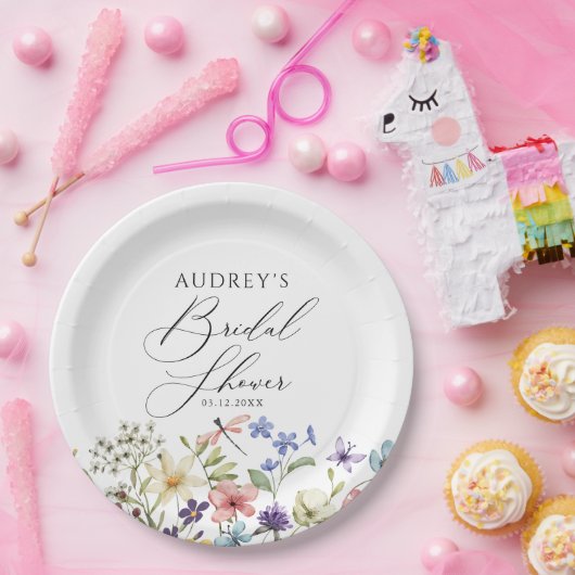 Moderne kleurrijke Wildflower Floral Vrijgezellenf Papieren Bordje (Feest)