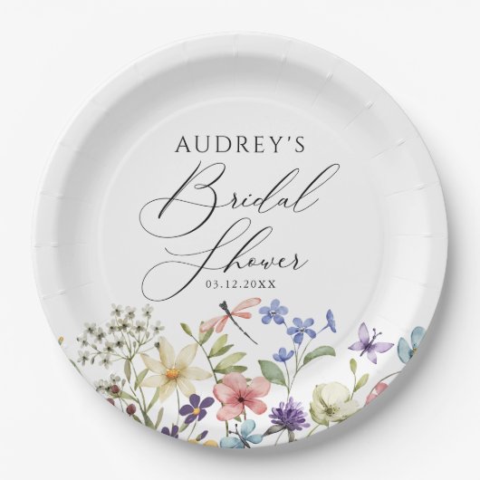 Moderne kleurrijke Wildflower Floral Vrijgezellenf Papieren Bordje (Voorkant)