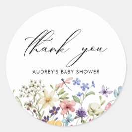 Moderne kleurrijke Wildflower Floral Vrijgezellenf Ronde Sticker