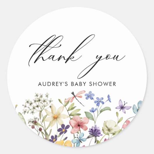 Moderne kleurrijke Wildflower Floral Vrijgezellenf Ronde Sticker (Voorkant)