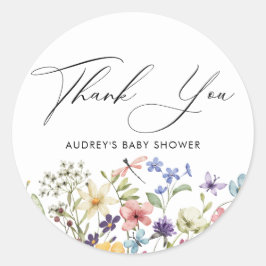 Moderne kleurrijke Wildflower Floral Vrijgezellenf Ronde Sticker