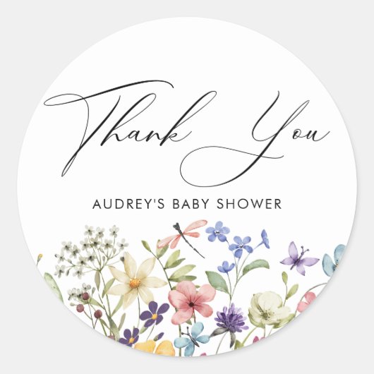 Moderne kleurrijke Wildflower Floral Vrijgezellenf Ronde Sticker (Voorkant)