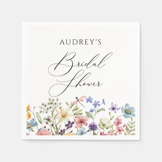 Moderne kleurrijke Wildflower Floral Vrijgezellenf Servet (Voorkant)