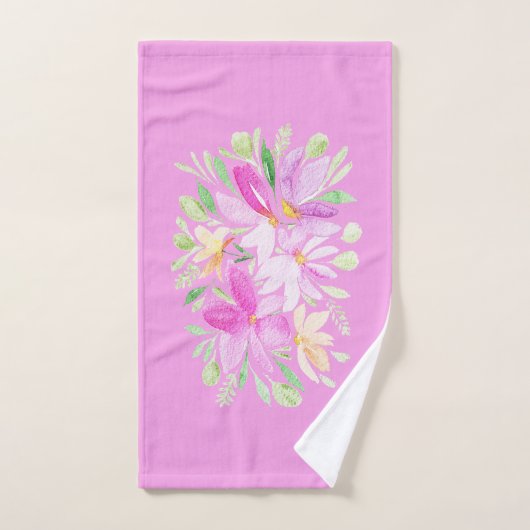 Moderne Kleurrijke Wildflower Waterverf Kunst Bad Handdoek (Handdoek)