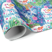 Moderne Kleurrijke Winter Sneeuwman Preppy Kerstmi Cadeaupapier (Rol Hoek)