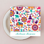 Moderne Kleurrijke Yoga Trainer Namaste Vierkante Visitekaartje