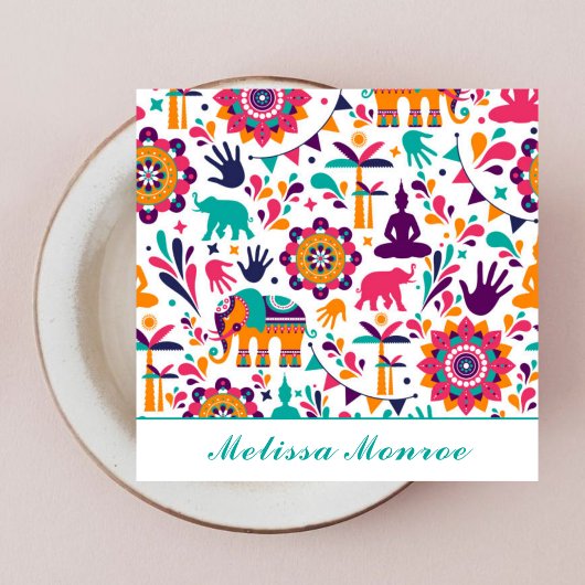 Moderne Kleurrijke Yoga Trainer Namaste Vierkante Visitekaartje