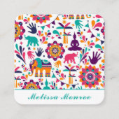 Moderne Kleurrijke Yoga Trainer Namaste Vierkante Visitekaartje (Voorkant)