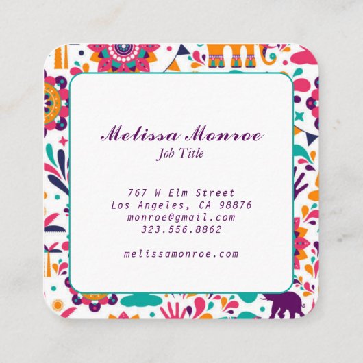 Moderne Kleurrijke Yoga Trainer Namaste Vierkante Visitekaartje (Achterkant)