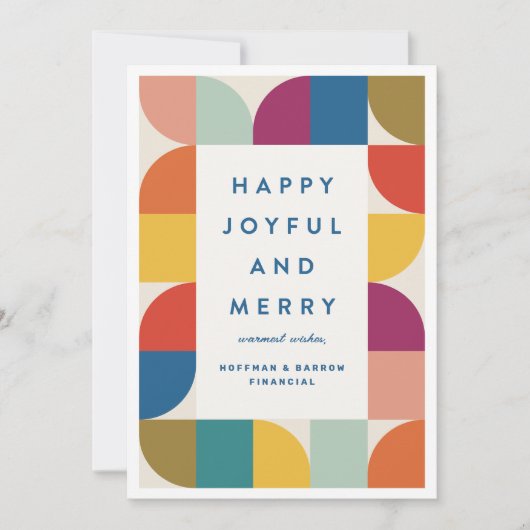 Moderne Kleurrijke Zakelijke Kerstvakantie Kaart (Voorkant)