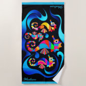 Moderne kleurrijke zeepaardjes  strandlaken (Voorkant)