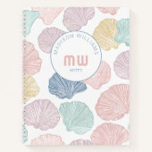 Moderne Kleurrijke Zeeschelp Custom Monogram Coast Notitieboek (Voorkant)