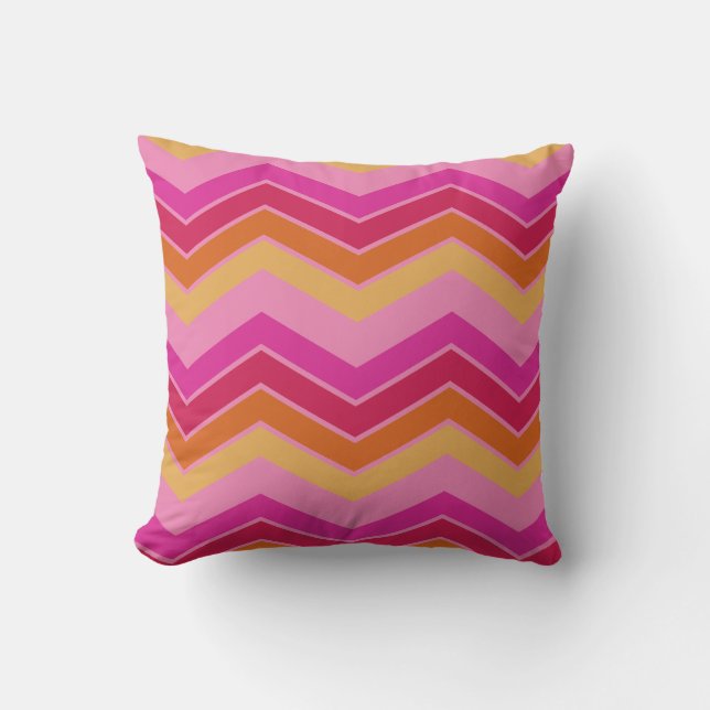 Moderne Kleurrijke Zigzag Chevron Patroon Girly Kussen (Voorkant)