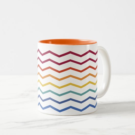 Moderne, kleurrijke zigzag-Mok met twee-tonen koff Tweekleurige Koffiemok (Voorkant rechts)