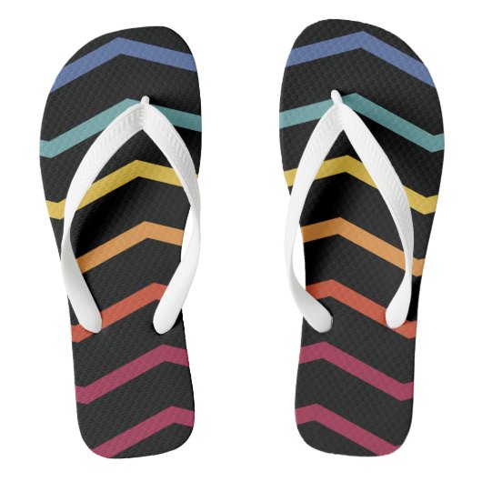 Moderne Kleurrijke Zigzag Patroon Slippers Teenslippers (Voetbed)