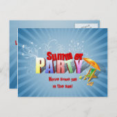 Moderne Kleurrijke Zomerfeest Uitnodiging (Voorkant / Achterkant)