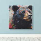Moderne kleurrijke zwarte Beer kunst Canvas Afdruk (Insitu (Houten vloer))