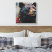 Moderne kleurrijke zwarte Beer kunst Canvas Afdruk (Insitu (Slaapkamer))