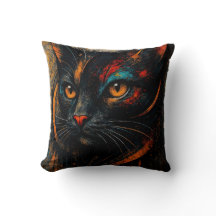 Moderne Kleurrijke Zwarte Katten Kunst Kussen