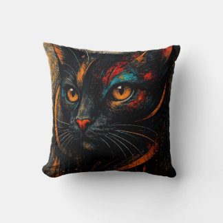 Moderne Kleurrijke Zwarte Katten Kunst Kussen