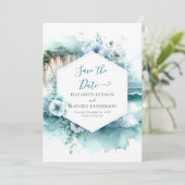 Moderne klif nautische bruiloft save the date (Staand voorkant)