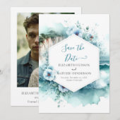 Moderne klif nautische bruiloft save the date (Voorkant / Achterkant)