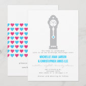 Moderne klok met uitnodiging voor hartenhuwelijk (Voorkant / Achterkant)